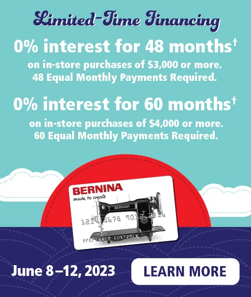 Finance your BERNINA purchase today! The BERNINA Credit Card: Empowering Creativity
