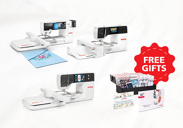 FREE gifts with purchase. Purchase the B 880 PLUS, B 790 PRO or the B 590 with the embroidery module and receive FREE gifts. Shop Now