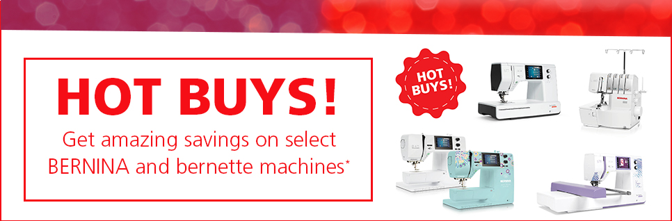 HOT SUMMER BUYS.  During the months of July and August,  save on select BERNINA and bernette machines!