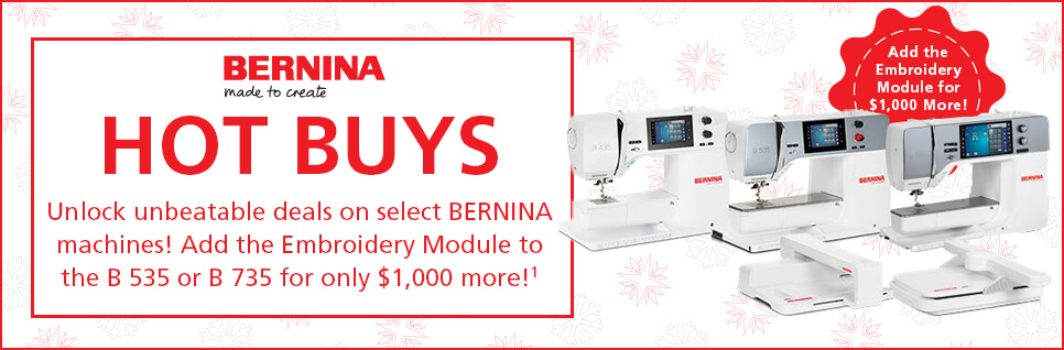 BERNINA Hot Buys!  Save on select BERNINA sewing machines this January!